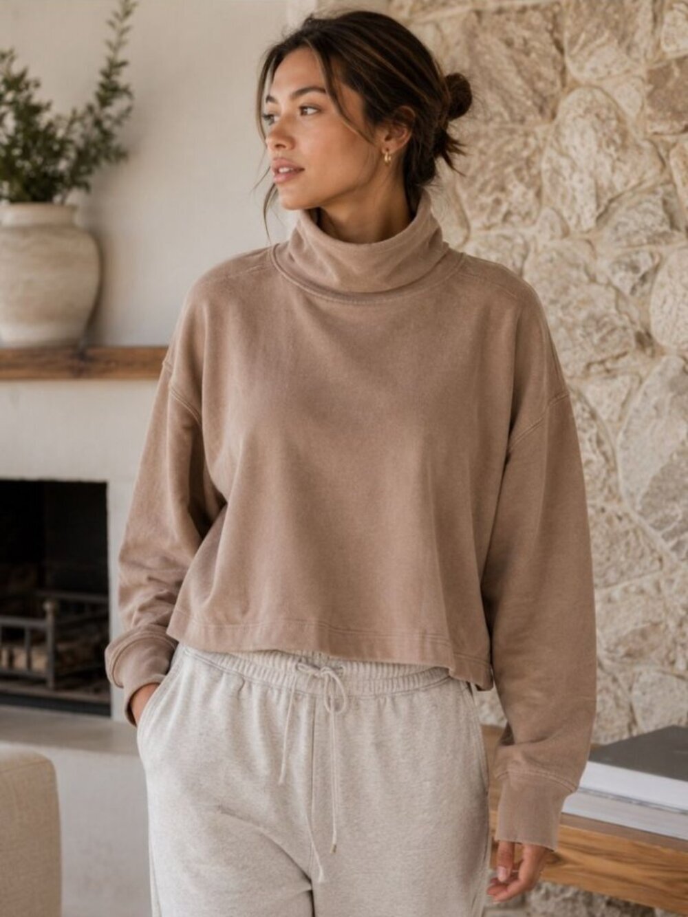 Everlane Organic Cotton Mock Neck Sweatshirt Small Minimalist Quiet Luxury